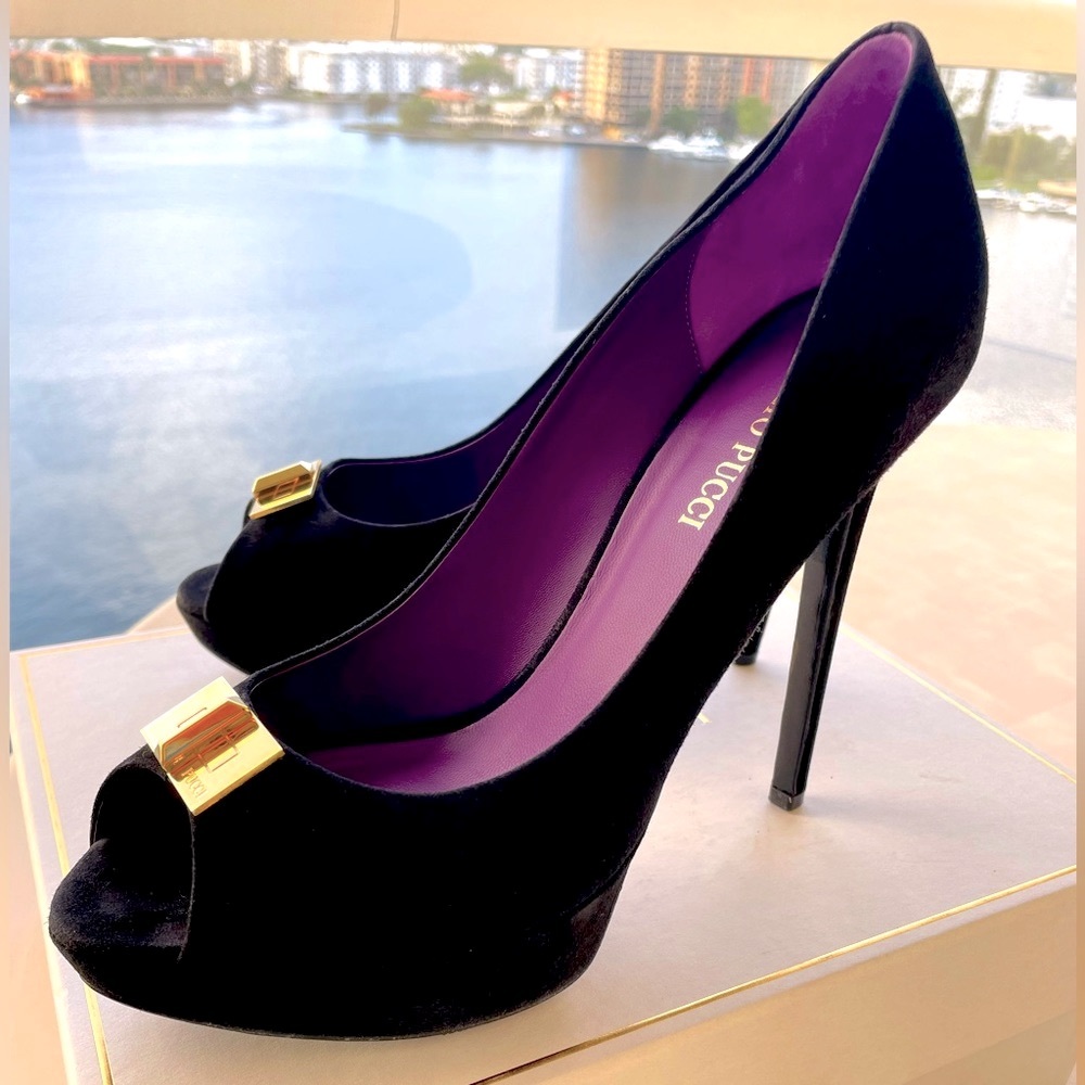 Designers high heels/platforms/Emilio Pucci/black/8,5